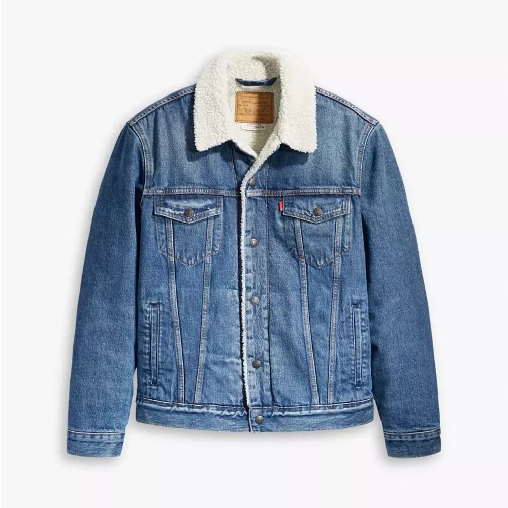 Levi's Blue Lightweight Denim Jacket with Sherpa Collar